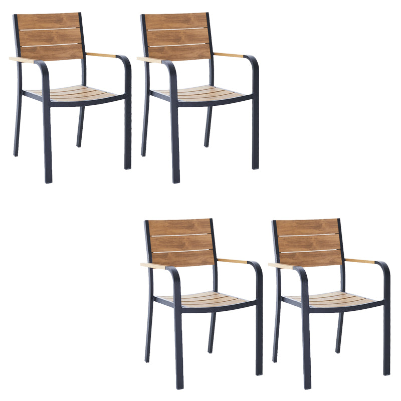 Tropical Patio Dining Side Chair Metal With Arm with Cushion Outdoor Bistro Chairs