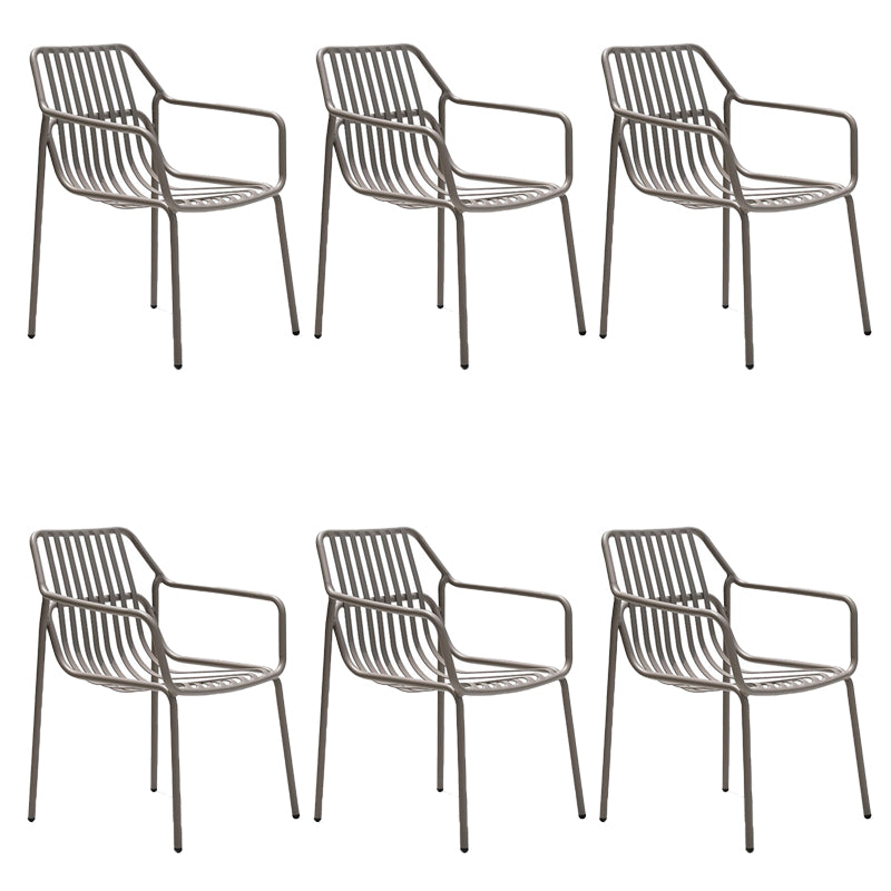 Tropical Patio Dining Side Chair Metal With Arm with Cushion Outdoor Bistro Chairs