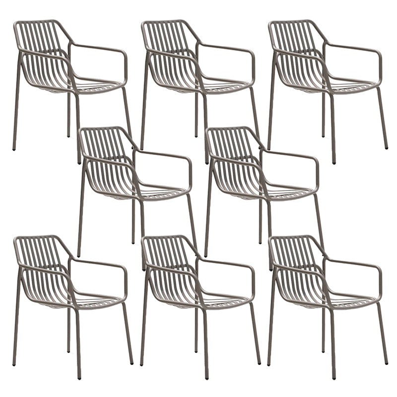 Tropical Patio Dining Side Chair Metal With Arm with Cushion Outdoor Bistro Chairs