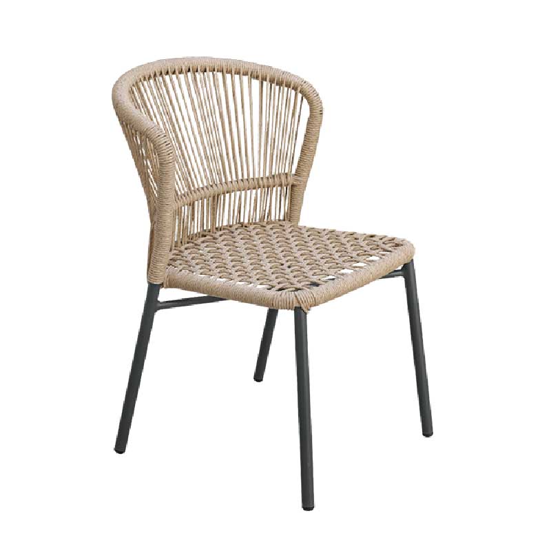 Tropical Patio Dining Side Chair Metal With Arm with Cushion Outdoor Bistro Chairs