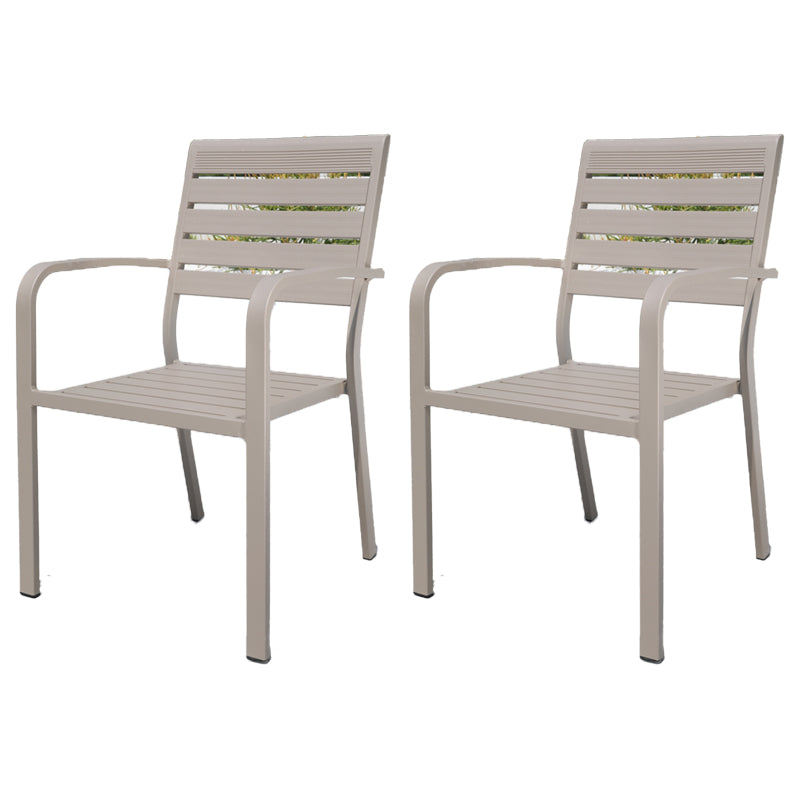 Grey Stacking Dining Side Chair Arms Included Outdoor Bistro Chairs