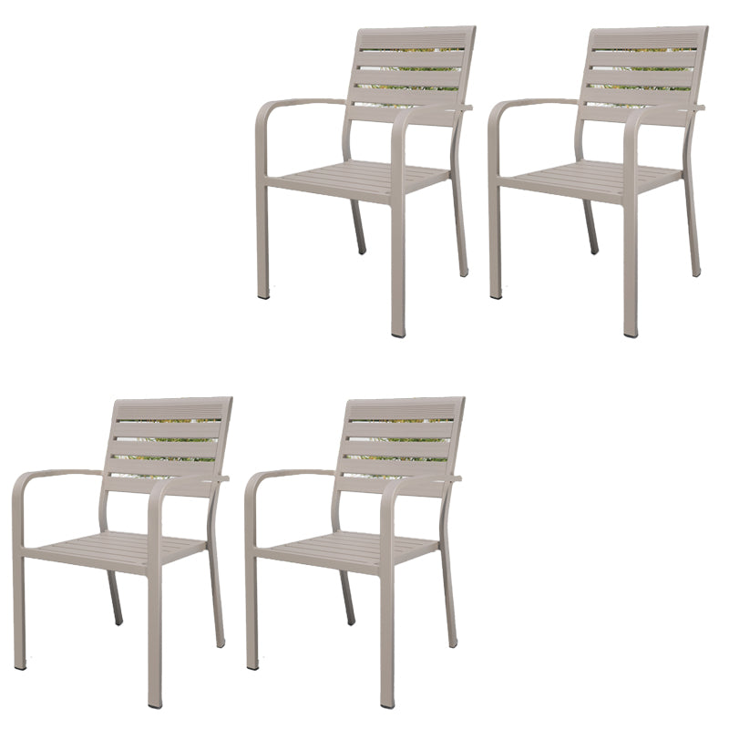 Grey Stacking Dining Side Chair Arms Included Outdoor Bistro Chairs