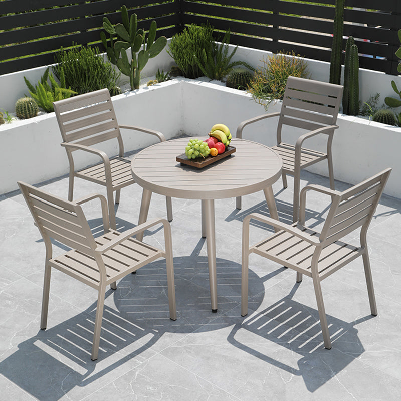 Grey Stacking Dining Side Chair Arms Included Outdoor Bistro Chairs