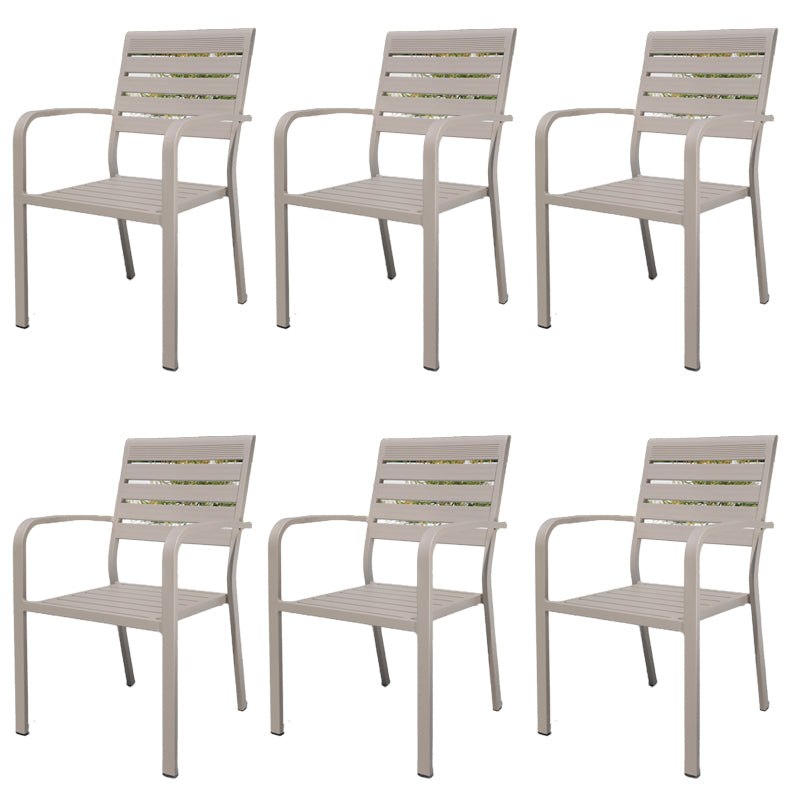 Grey Stacking Dining Side Chair Arms Included Outdoor Bistro Chairs