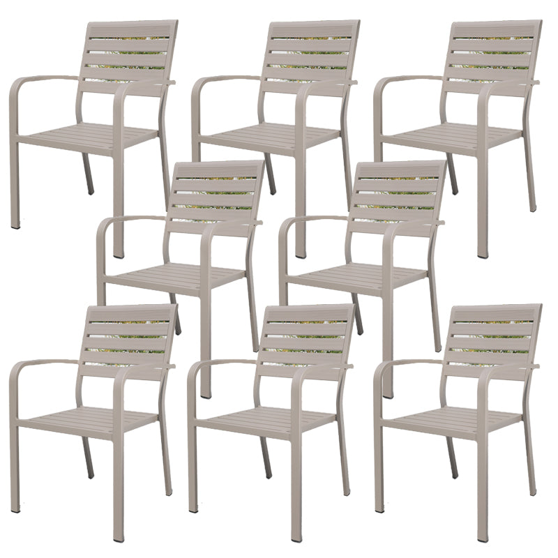 Grey Stacking Dining Side Chair Arms Included Outdoor Bistro Chairs