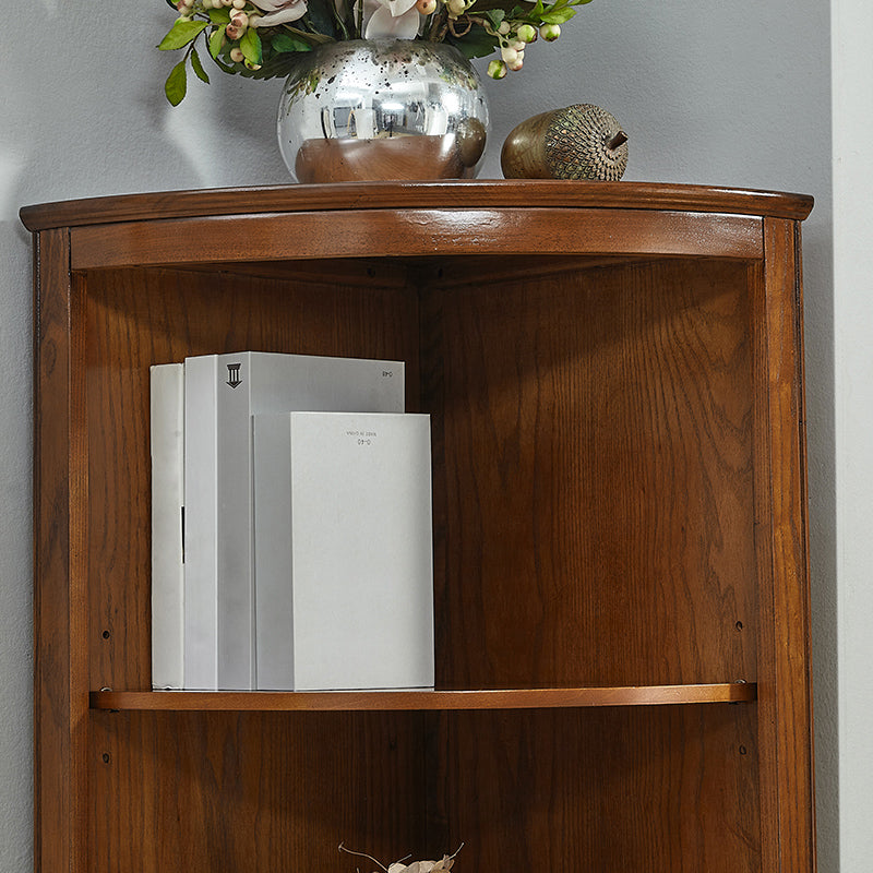 Mid-century Modern 1- Door Wood Cabinet in Brown Corner Cabinet with Shelf