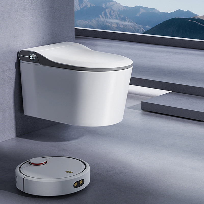 Contemporary Wall Mounted Bidet Elongated White Foot Sensor Heated Seat