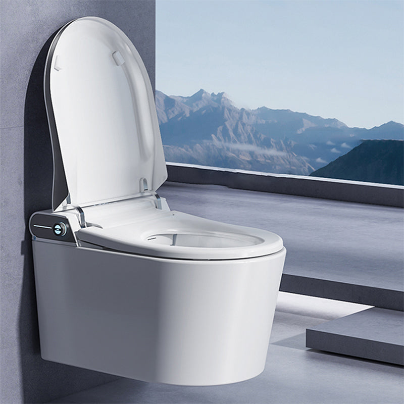 Contemporary Wall Mounted Bidet Elongated White Foot Sensor Heated Seat