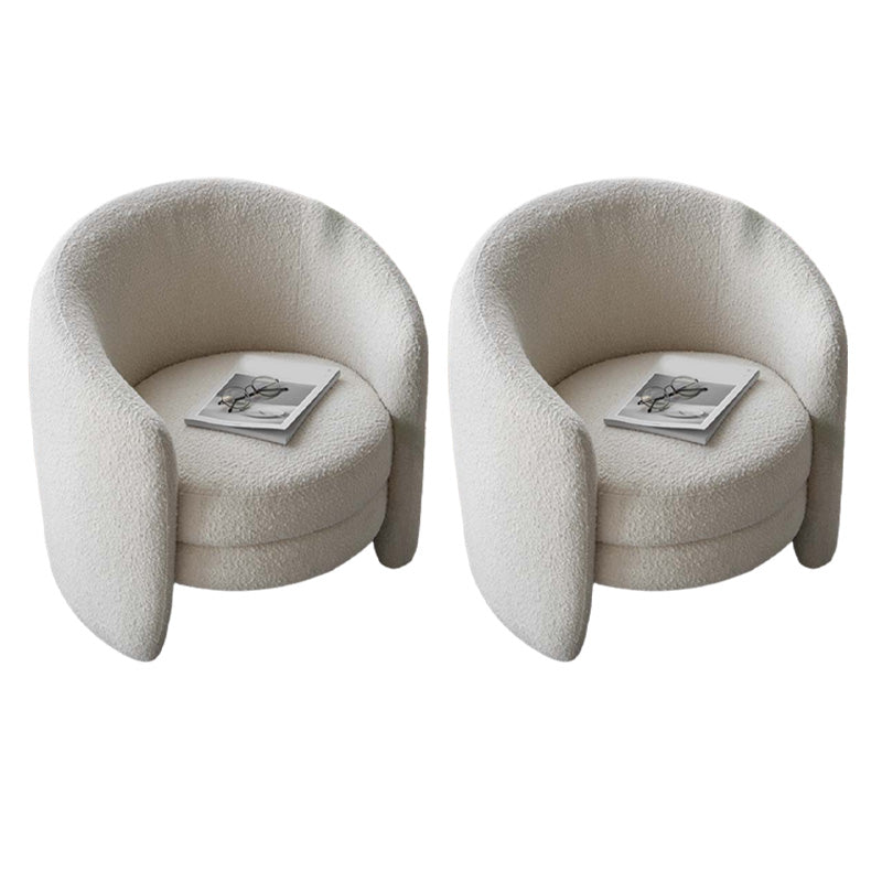 White Fixed Back Lounge Chair Arms Included Barrel Chair for Living Room