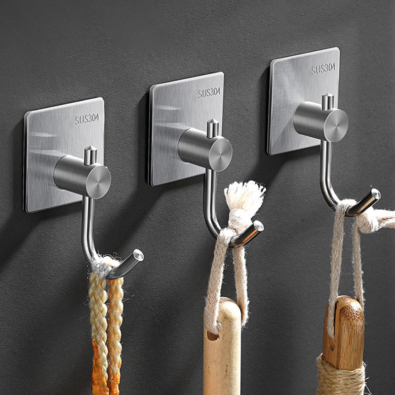 Minimalistic Bathroom Accessory Set Modern Matte Grey Robe Hooks