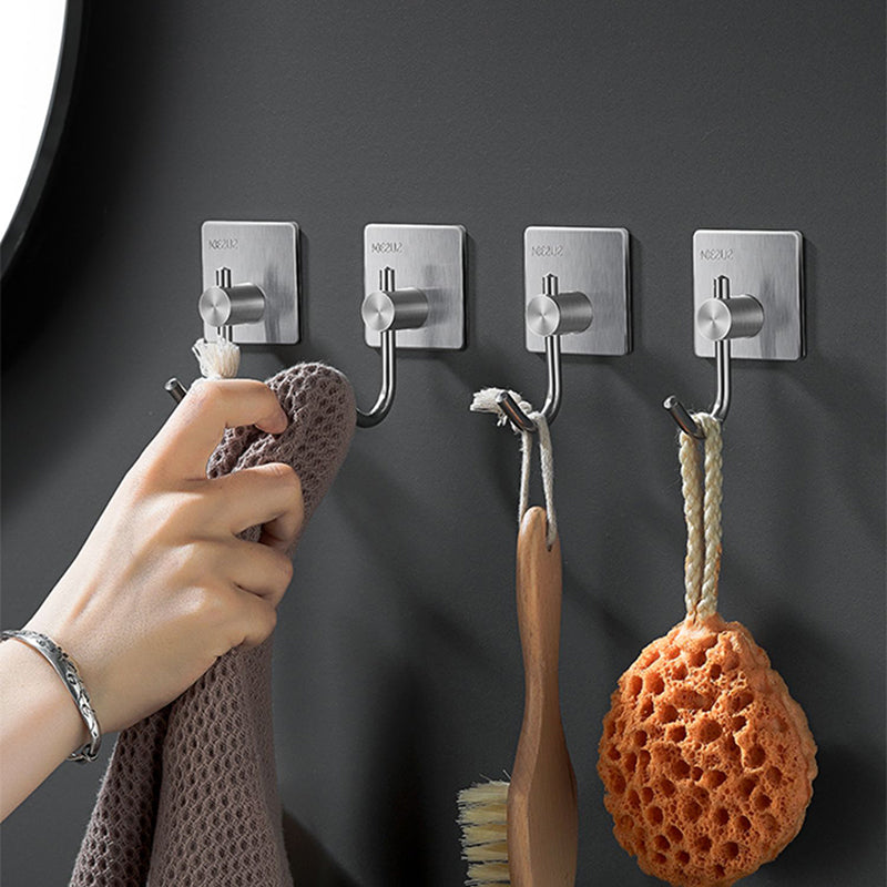 Minimalistic Bathroom Accessory Set Modern Matte Grey Robe Hooks