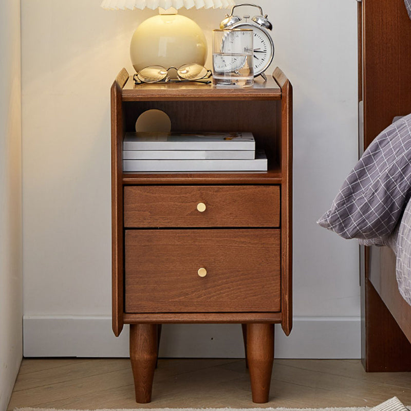 Solid Wood Kids Bedside Table Modern Nightstand with Open Cubby and Drawer