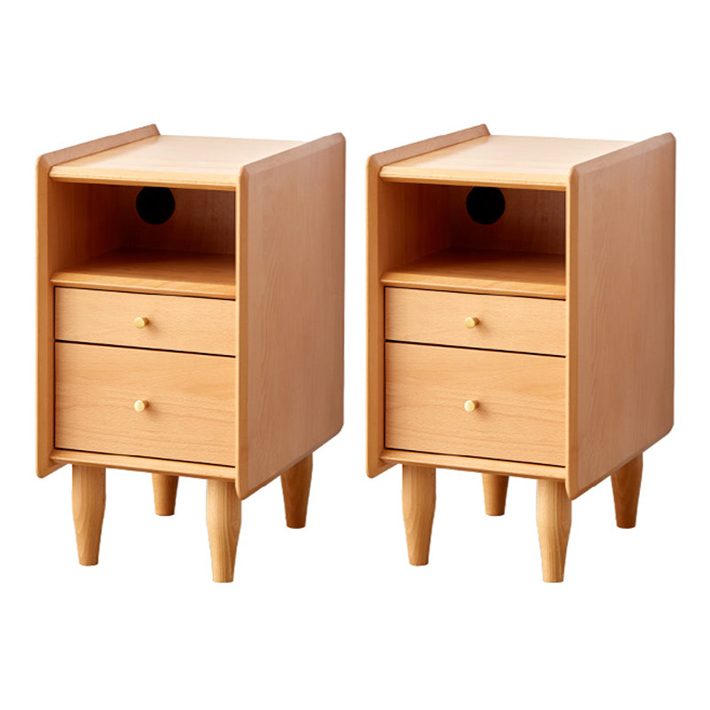 Solid Wood Kids Bedside Table Modern Nightstand with Open Cubby and Drawer