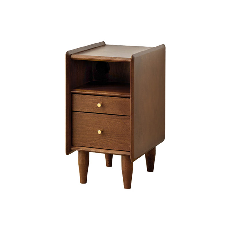 Solid Wood Kids Bedside Table Modern Nightstand with Open Cubby and Drawer