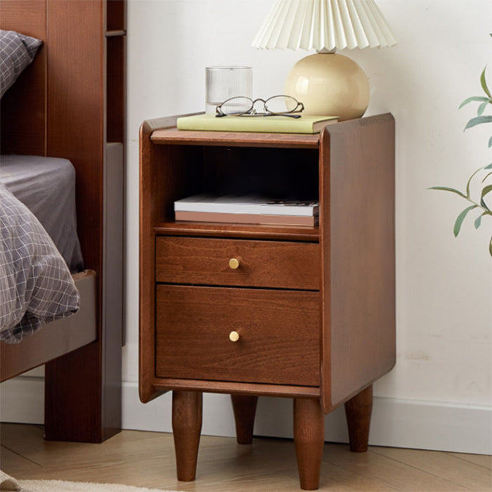 Solid Wood Kids Bedside Table Modern Nightstand with Open Cubby and Drawer