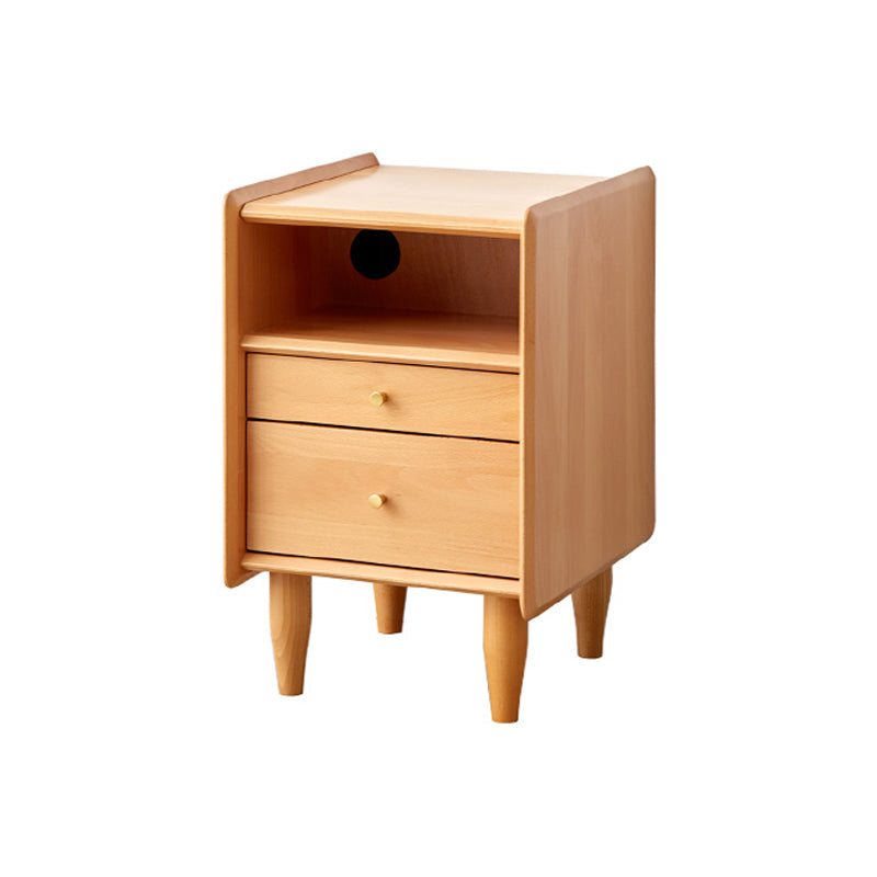 Solid Wood Kids Bedside Table Modern Nightstand with Open Cubby and Drawer