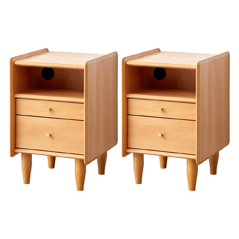 Solid Wood Kids Bedside Table Modern Nightstand with Open Cubby and Drawer