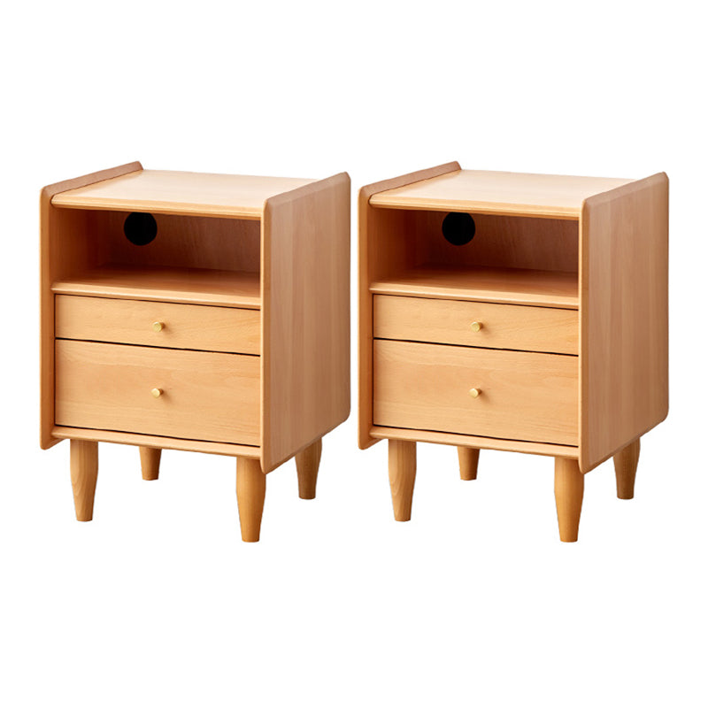 Solid Wood Kids Bedside Table Modern Nightstand with Open Cubby and Drawer