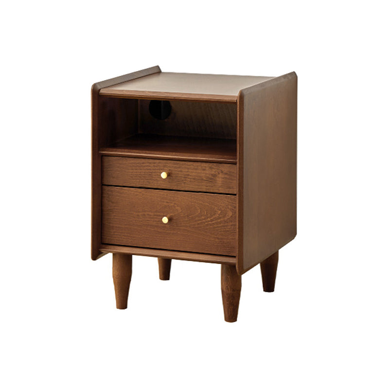 Solid Wood Kids Bedside Table Modern Nightstand with Open Cubby and Drawer