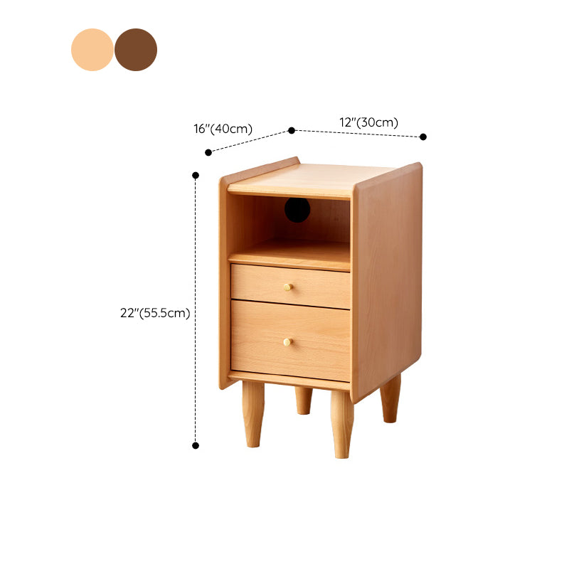 Solid Wood Kids Bedside Table Modern Nightstand with Open Cubby and Drawer