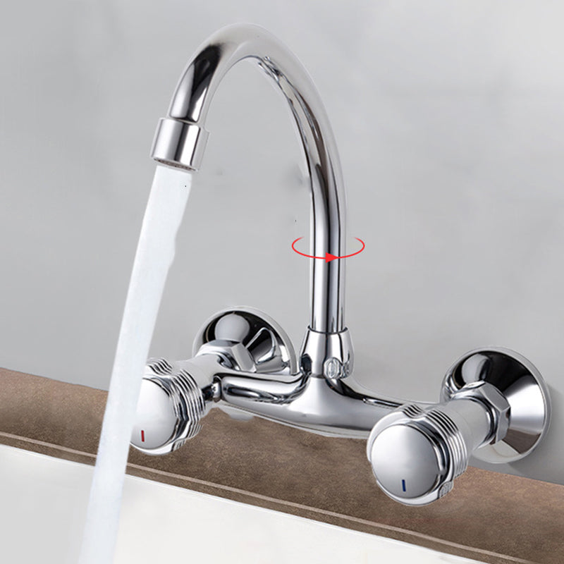 Contemporary Single Handle Kitchen Faucet Wall Mounted Bar Faucet in Chrome