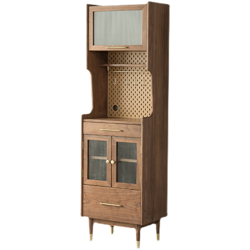 Solid Wood Accent Cabinet Modern Glass Paned Cabinet with Doors