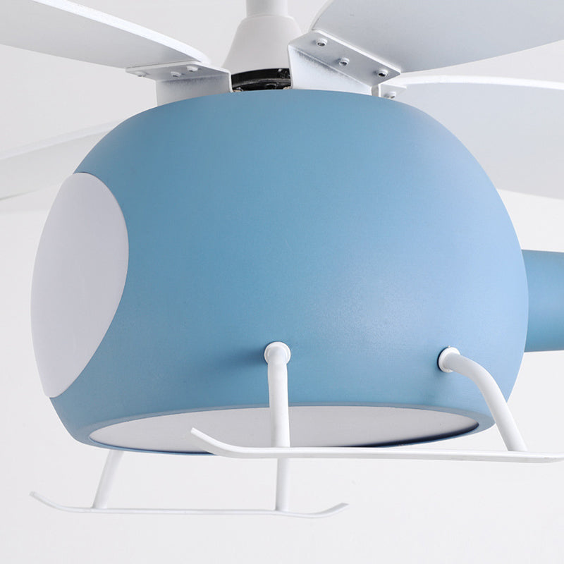 Plane Shape Metal Ceiling Fans Kid Style 1 Light Ceiling Mount Fan Fixture