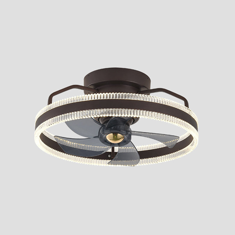 Round Shape Metal Ceiling Fans Modern Style 1-Light Ceiling Mount Fan Fixture