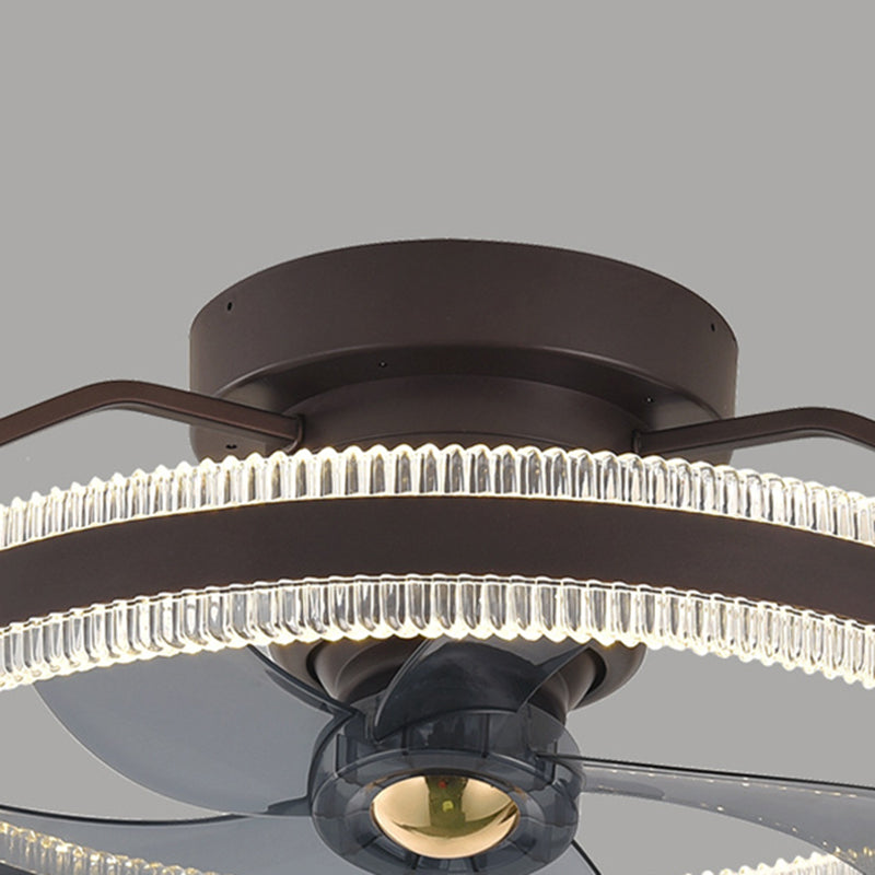 Round Shape Metal Ceiling Fans Modern Style 1-Light Ceiling Mount Fan Fixture