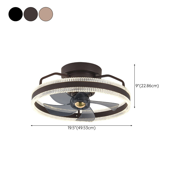 Round Shape Metal Ceiling Fans Modern Style 1-Light Ceiling Mount Fan Fixture