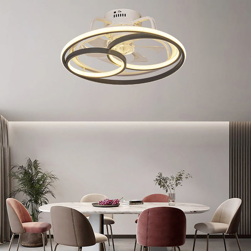 Modern Black Ceiling Fan Lamp Metallic LED Ceiling Fan Light for Living Room