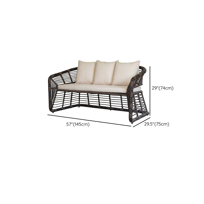 Contemporary Metal Frame Outdoor Loveseat UV Resistant Patio Sofa