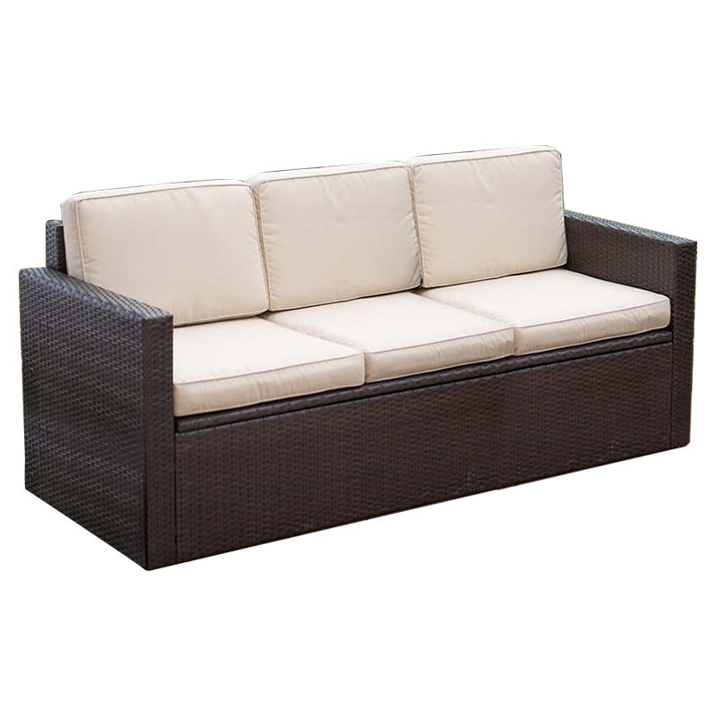 Contemporary Rattan Outdoor Sofa UV Resistant Patio Sofa with Cushion