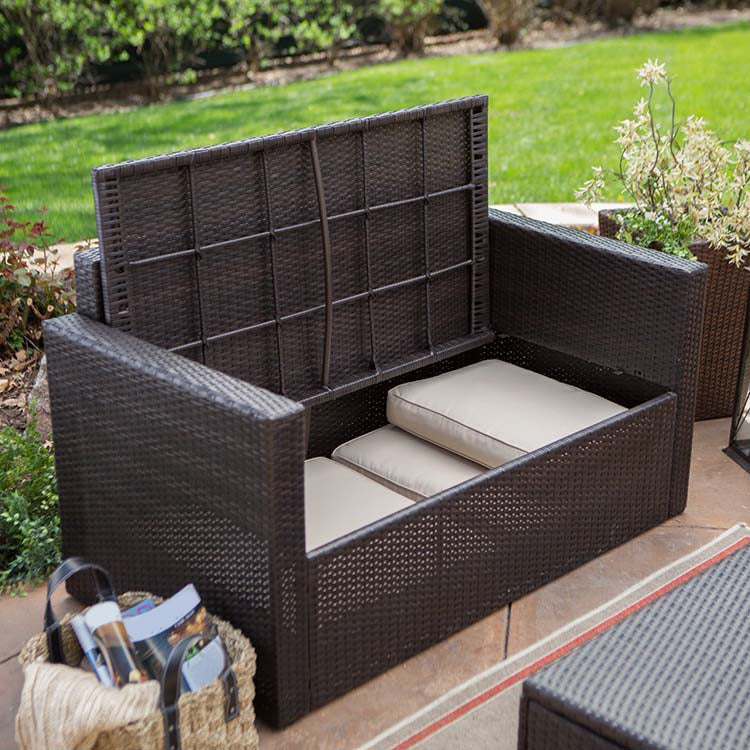 Contemporary Rattan Outdoor Sofa UV Resistant Patio Sofa with Cushion