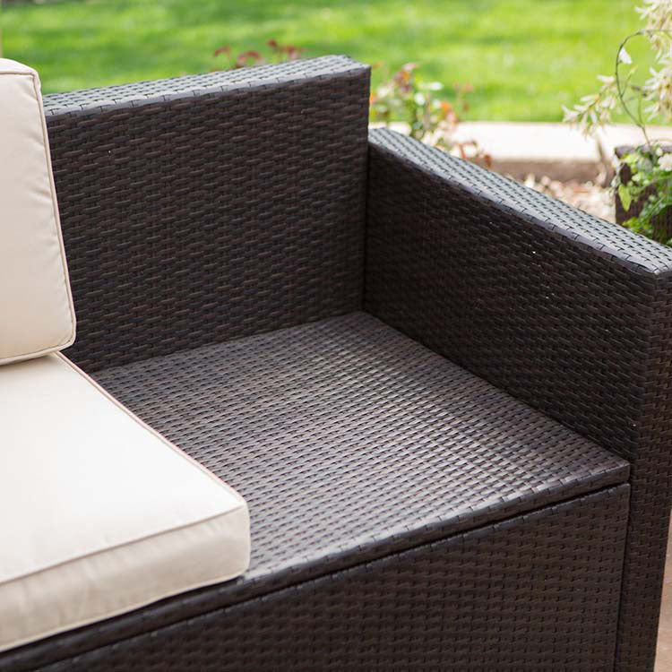 Contemporary Rattan Outdoor Sofa UV Resistant Patio Sofa with Cushion