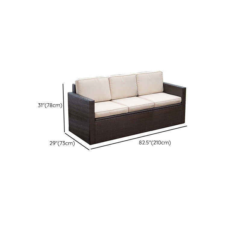 Contemporary Rattan Outdoor Sofa UV Resistant Patio Sofa with Cushion