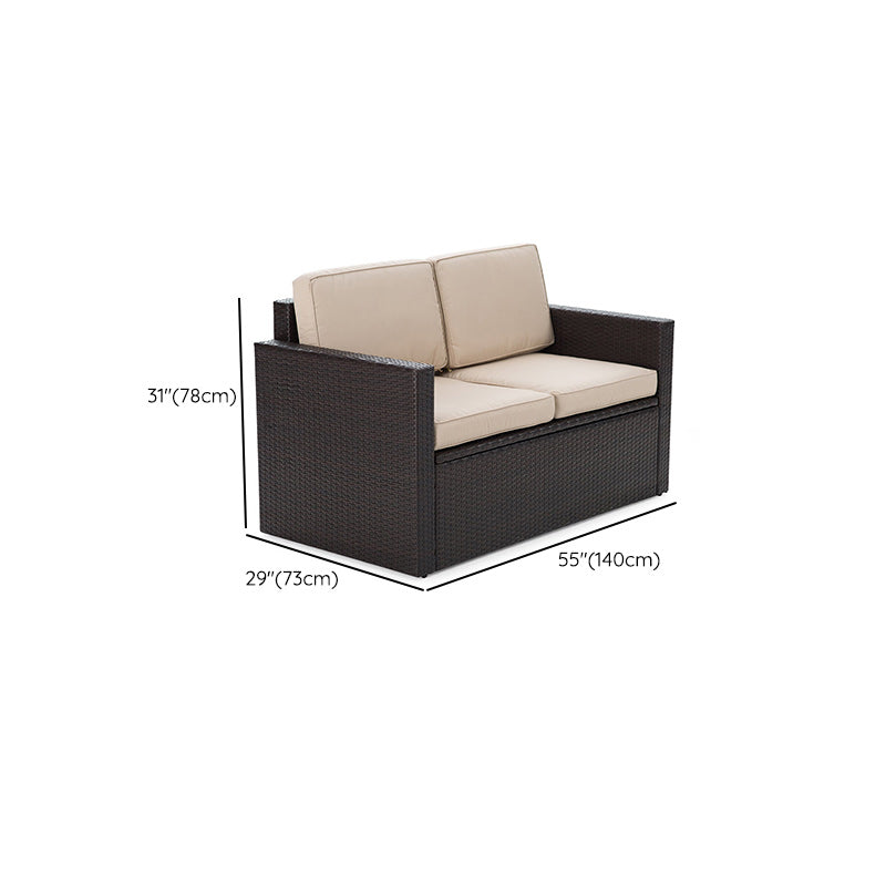 Contemporary Rattan Outdoor Sofa UV Resistant Patio Sofa with Cushion