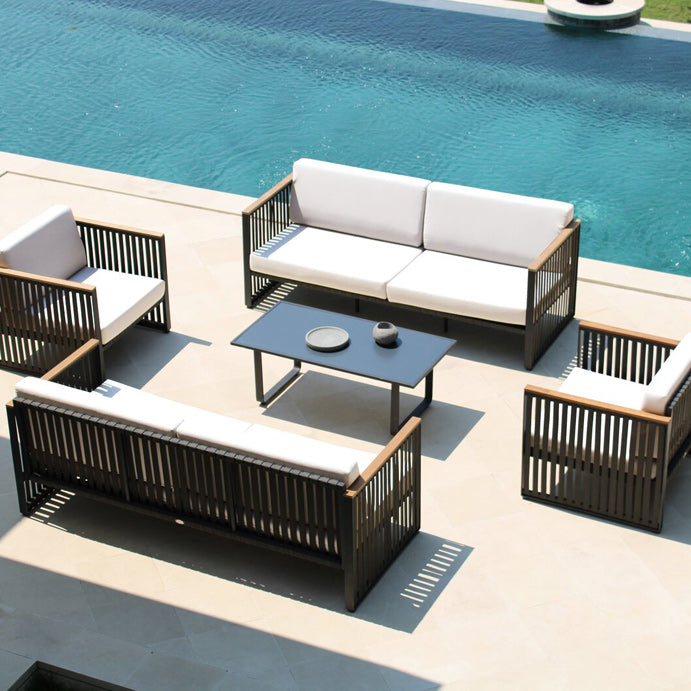 Modern Symmetrical White Cushion Outdoor Patio Sofa/Patio Daybed