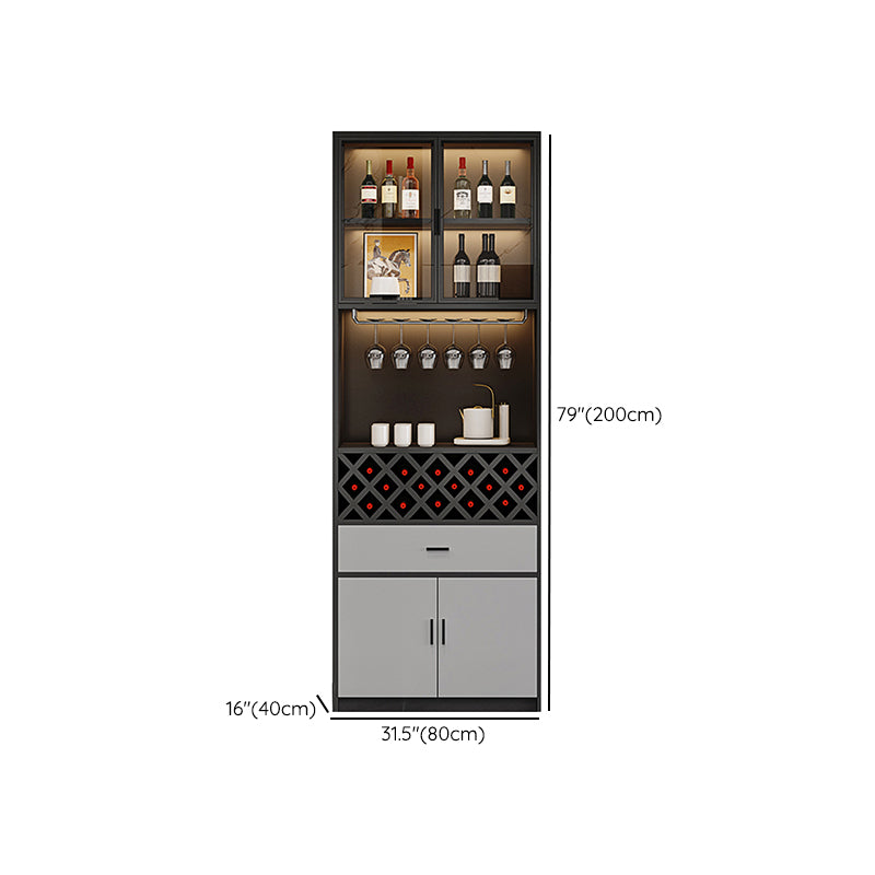 Modern Floor Wine Rack Glass Door Wine Bottle Rack for Living Room, without Lights