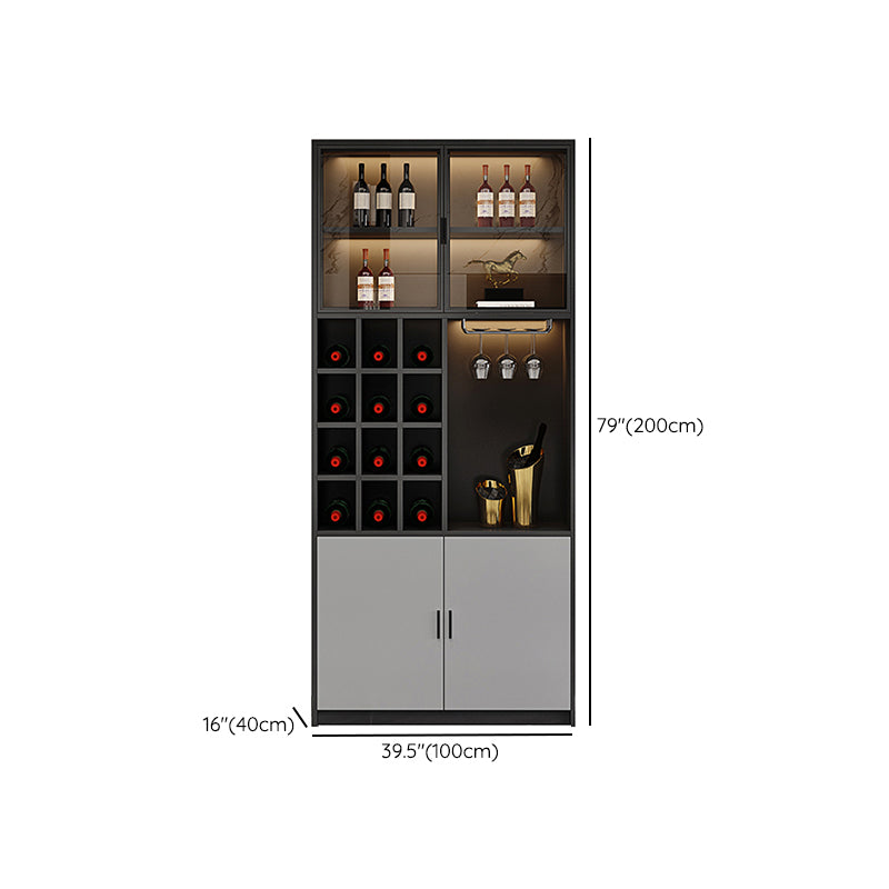 Modern Floor Wine Rack Glass Door Wine Bottle Rack for Living Room, without Lights