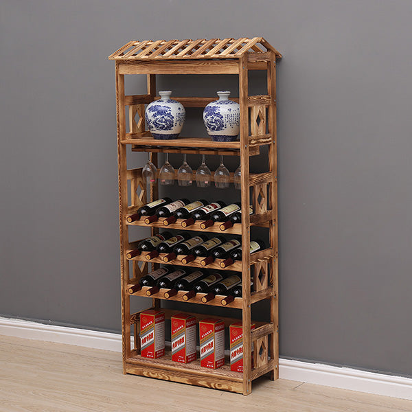 Modern Floor Wine Bottle Rack Pine Wood Wine Bottle Rack for Home