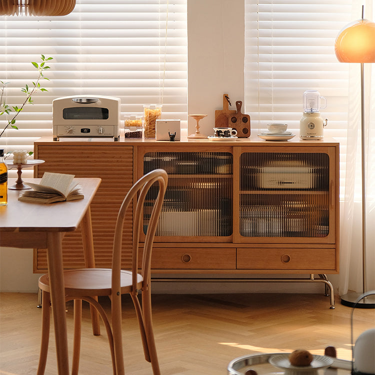 Contemporary Sideboard Table Cherry Sideboard Cabinet with Doors for Kitchen