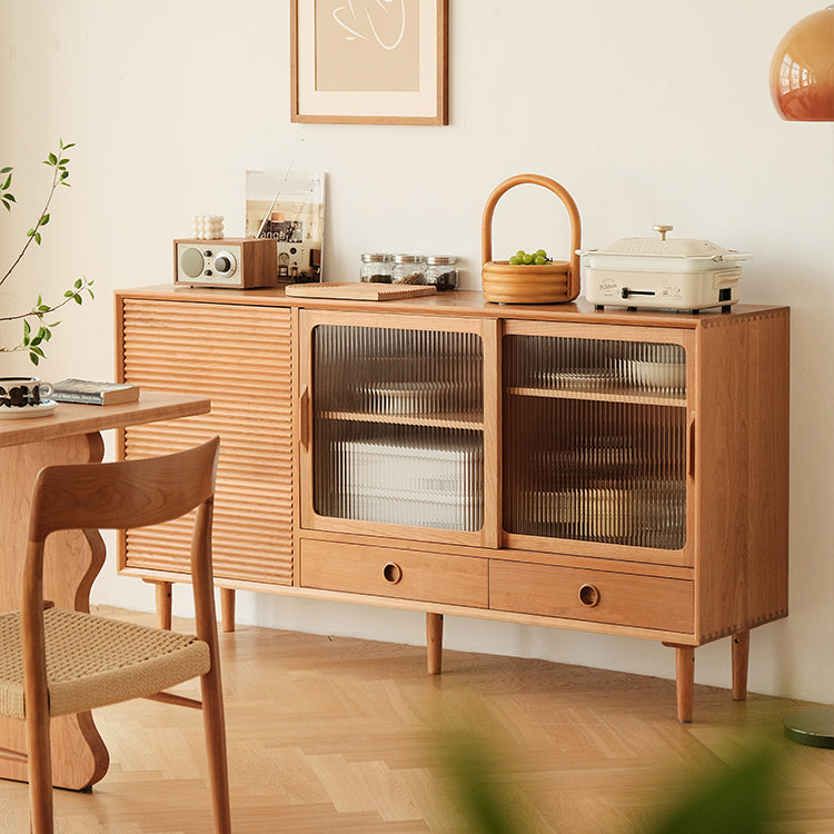 Contemporary Sideboard Table Cherry Sideboard Cabinet with Doors for Kitchen