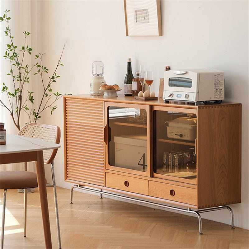 Contemporary Sideboard Table Cherry Sideboard Cabinet with Doors for Kitchen