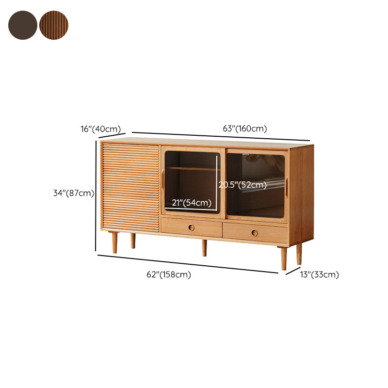 Contemporary Sideboard Table Cherry Sideboard Cabinet with Doors for Kitchen