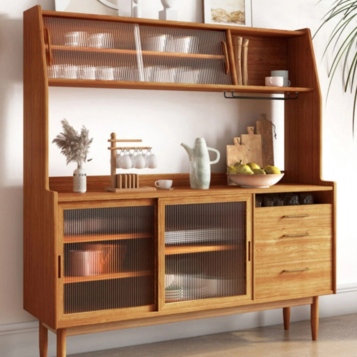 Modern Buffet Table Pine Sideboard Table with Doors for Kitchen