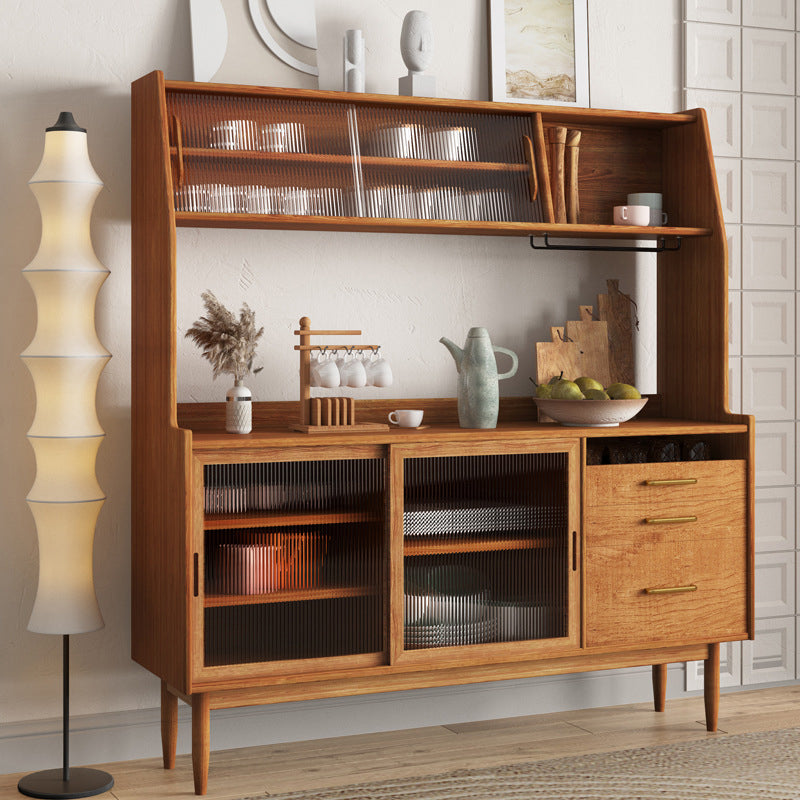 Modern Buffet Table Pine Sideboard Table with Doors for Kitchen