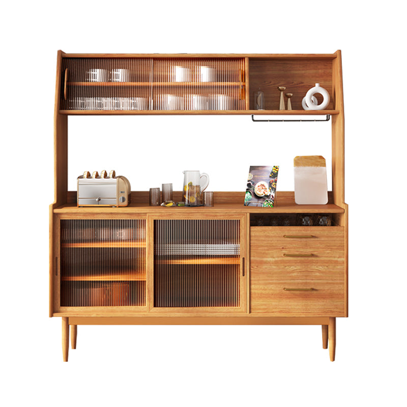 Modern Buffet Table Pine Sideboard Table with Doors for Kitchen
