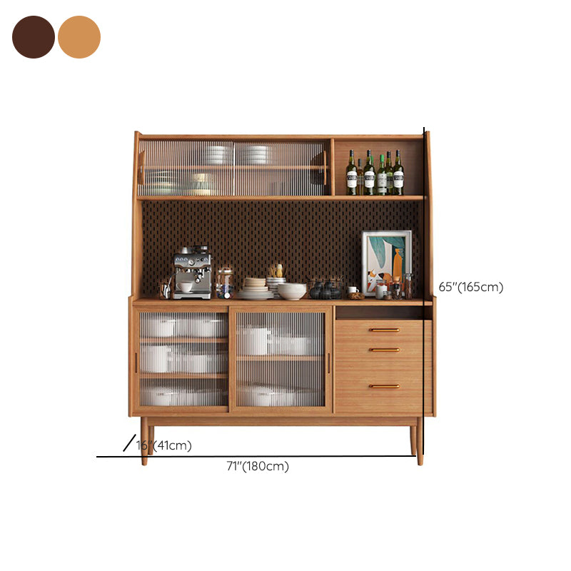 Modern Buffet Table Pine Sideboard Table with Doors for Kitchen