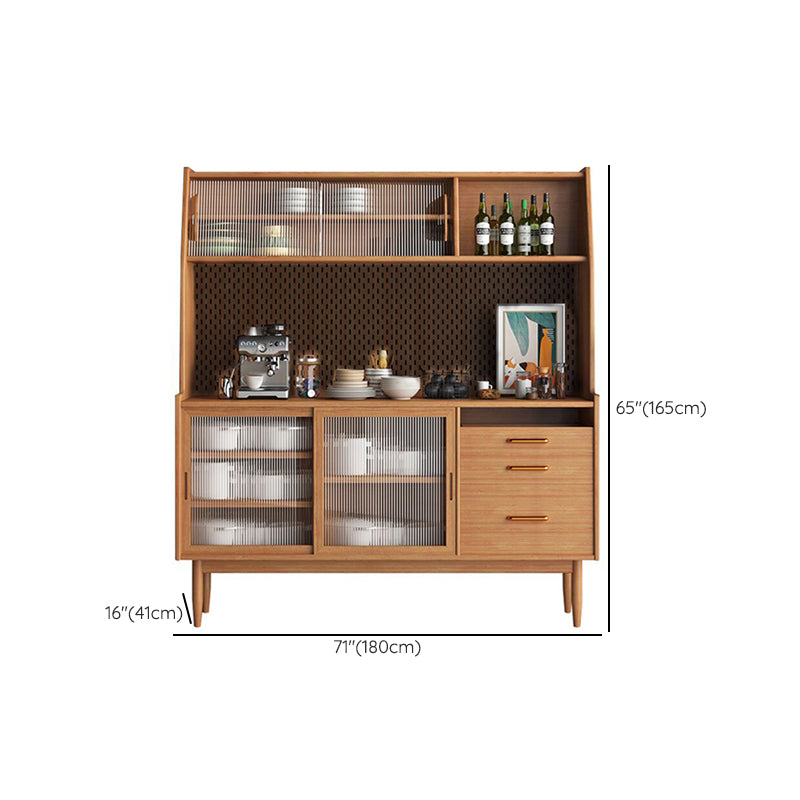 Modern Buffet Table Pine Sideboard Table with Doors for Kitchen